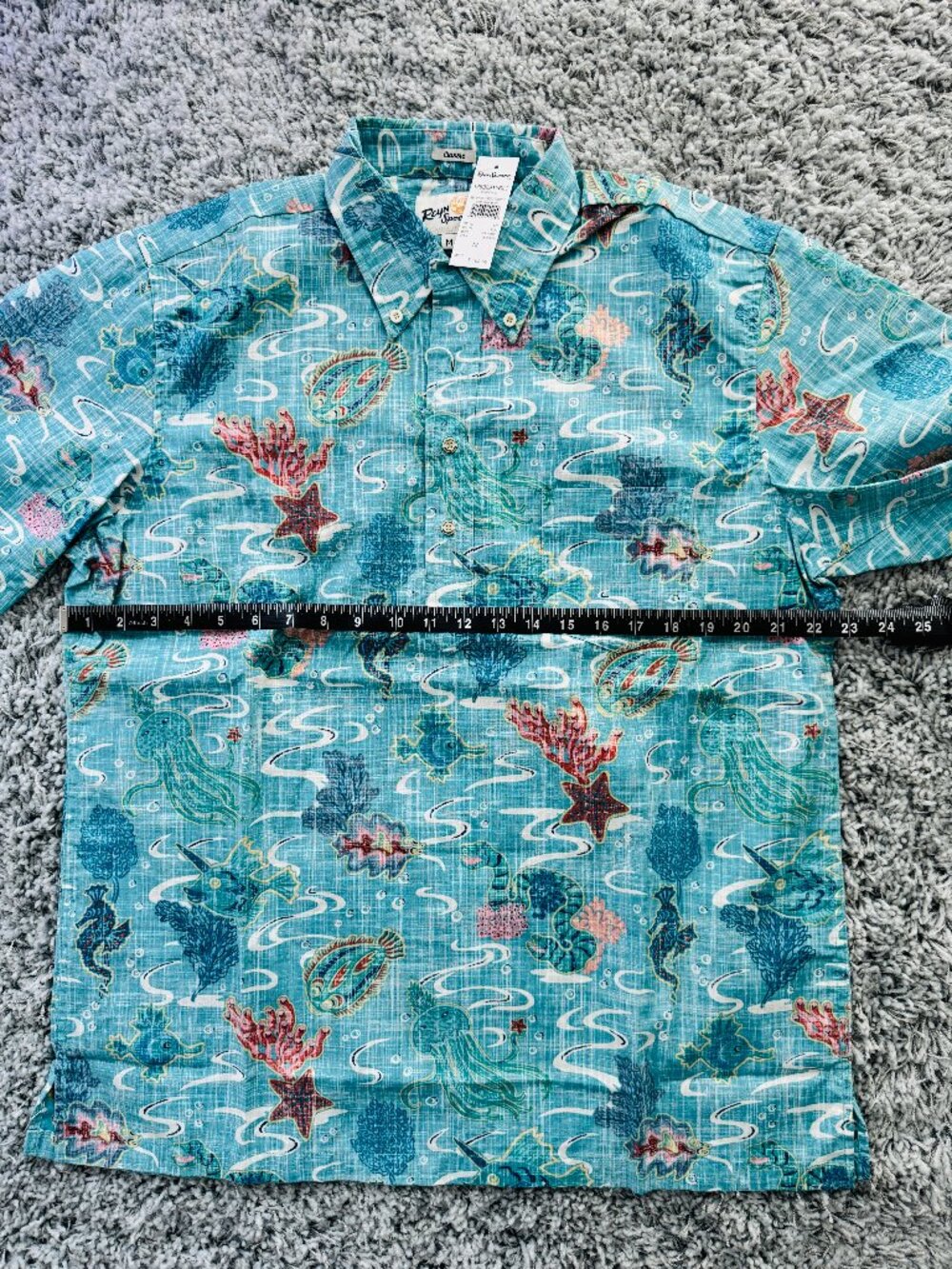 NWT Reyn Spooner Mens Sea Safari Classic Pullover Shirt Maui Blue Hawaiian - Picture 5 of 10